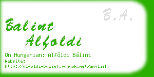 balint alfoldi business card
