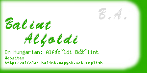 balint alfoldi business card